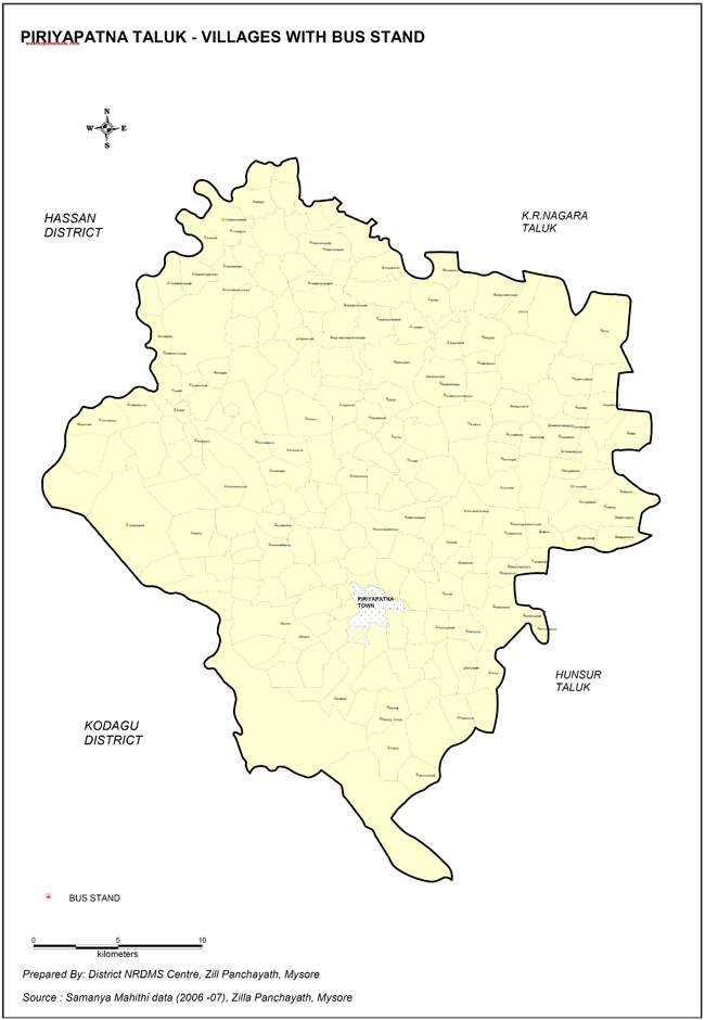 periyapatna taluk village with bus stand map