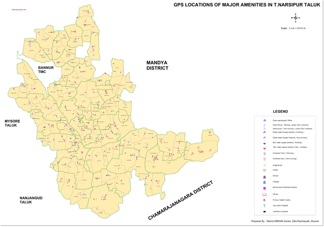 t.narasipura taluk gps locations of major amenities map