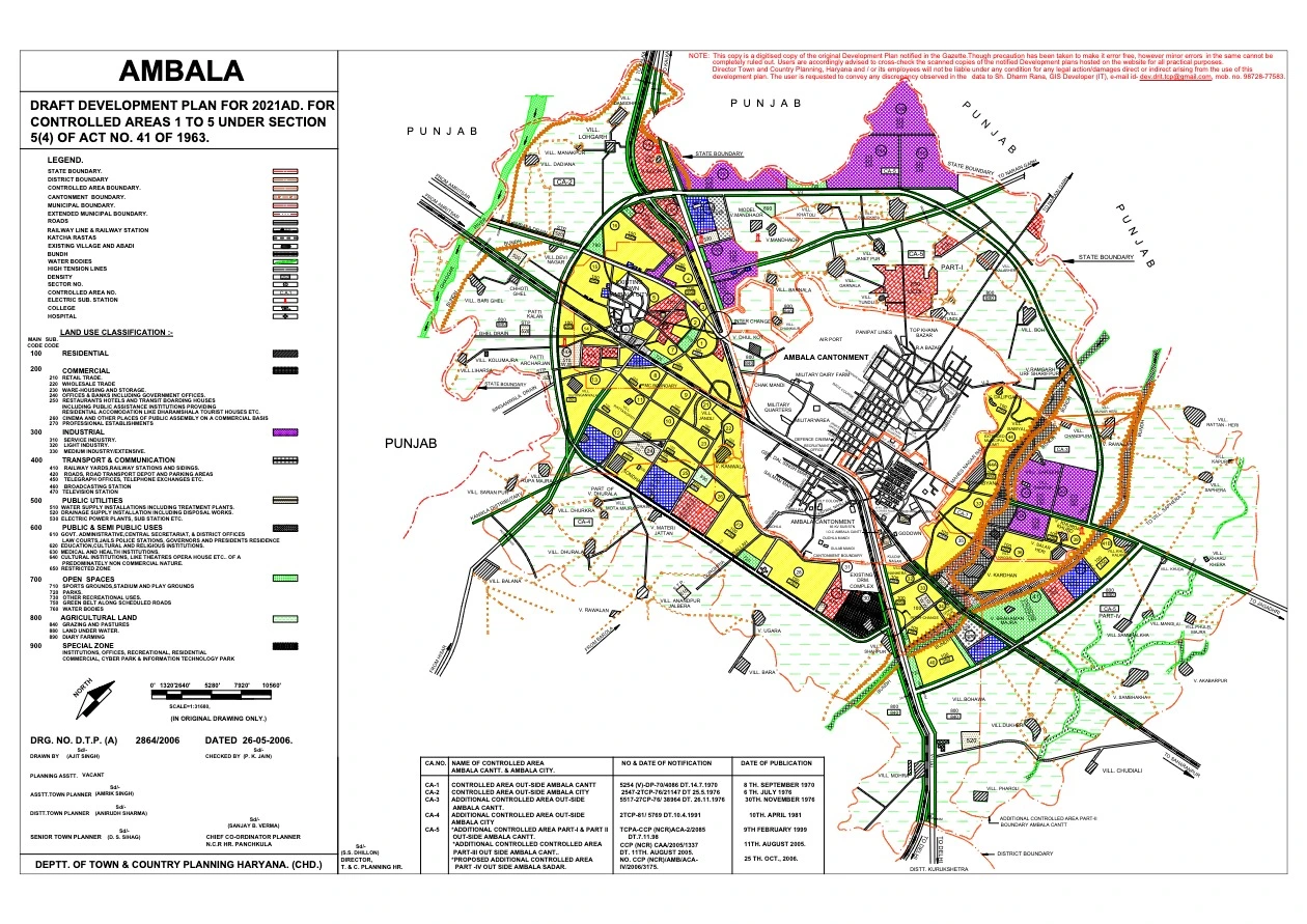 Ambala Draft Development Plan 2021 AD PDF Map