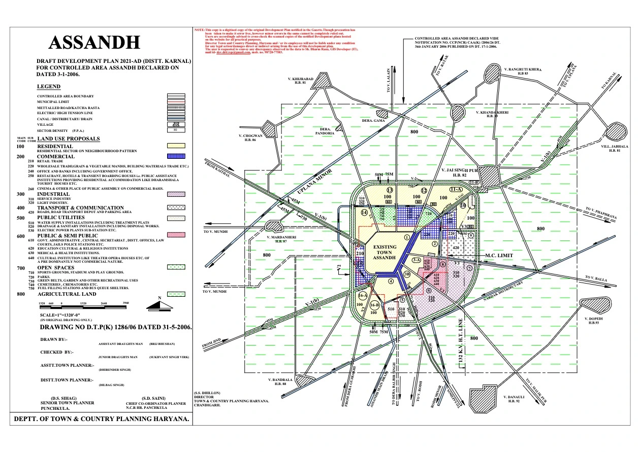 Assandh Draft Development Plan 2021 PDF Map