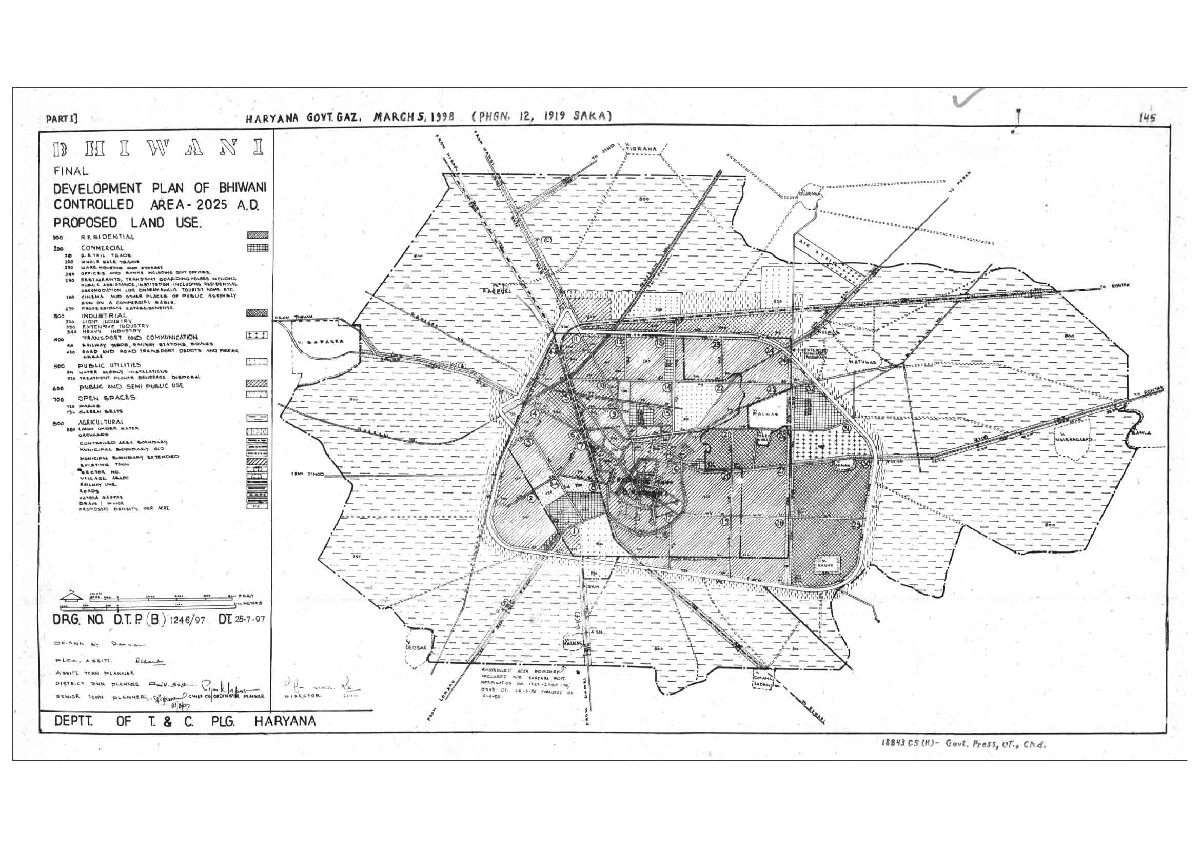 Bhiwani Final Development Master Plan 2025 PDF Map