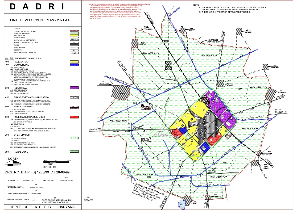 Dadri Final Development Master Plan 2021 A.D PDF Map