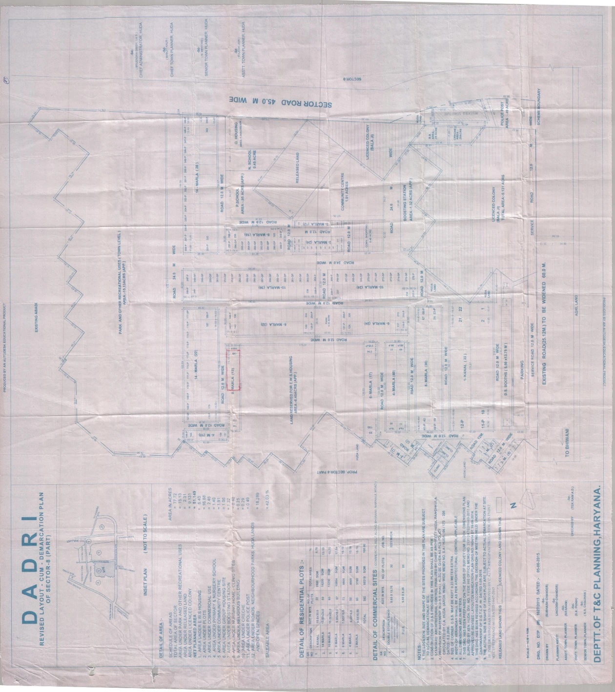 Dadri Master Plan Revised Layout Cum Demarcation Plan of Sector-8 PDF Map