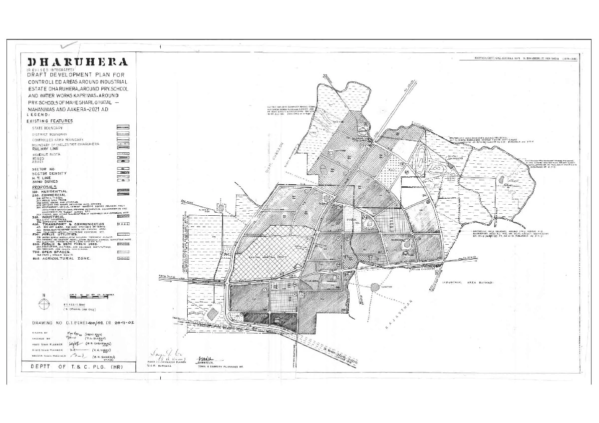 Dharuhera Revised Draft Development Plan 2021 PDF Map