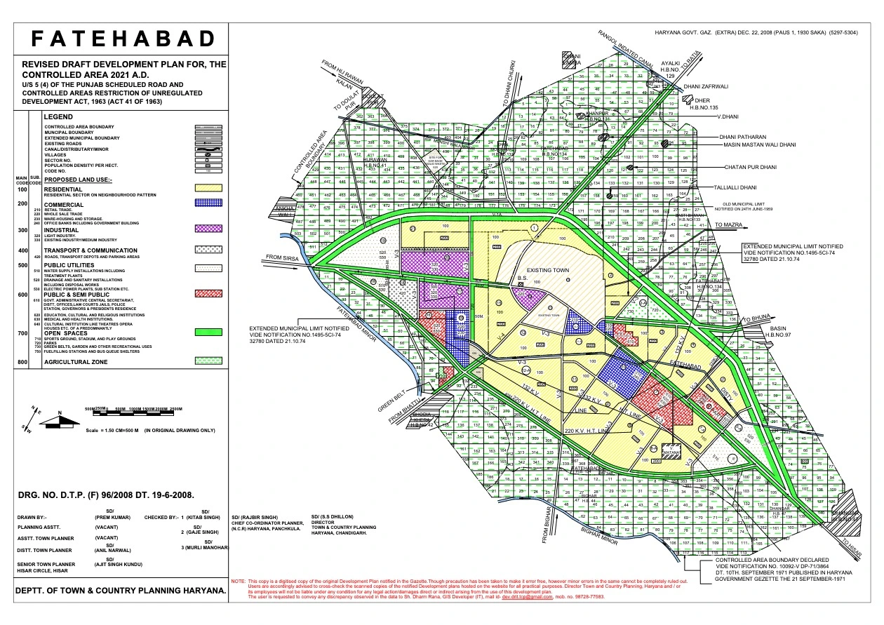 Fatehabad Revised Draft Master Development Plan 2021 PDF Map