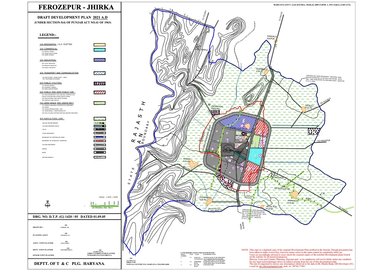 Ferozepur Jhirka Draft Development Plan 2021