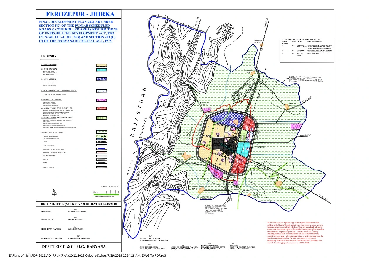 Ferozepur Jhirka Final Master Plan 2021 PDF Map