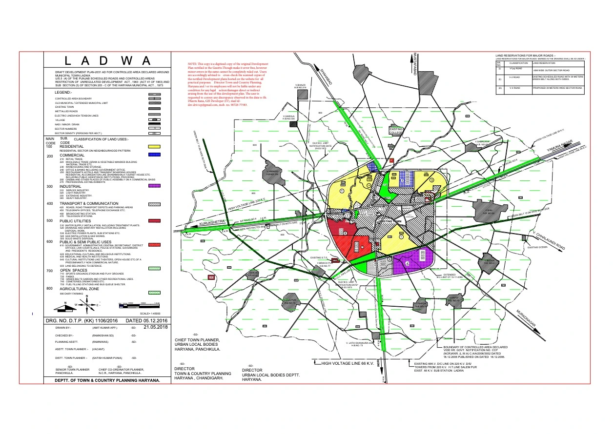 Ladwa Draft Master Development Plan 2031 Kurukshetra PDF Map