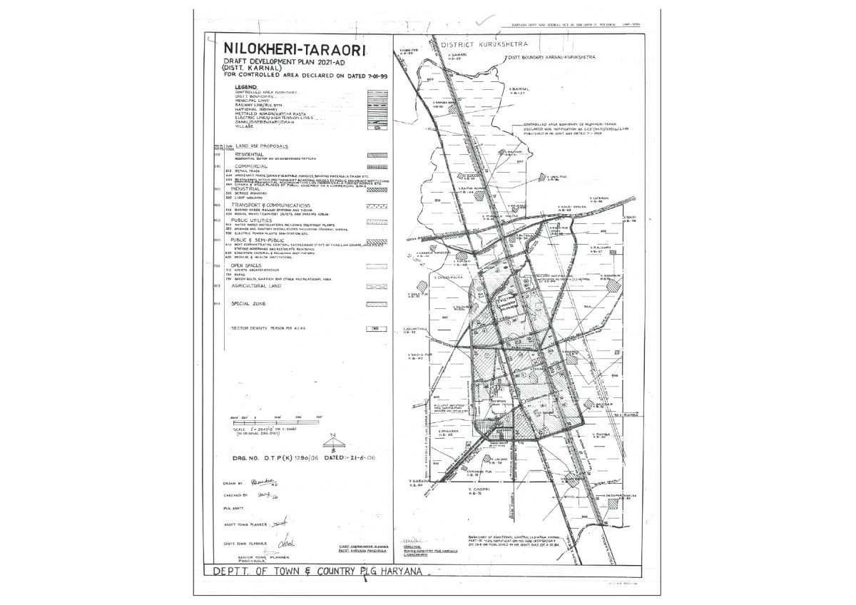 Nilokheri Taraori Draft Development Plan 2021 PDF Map