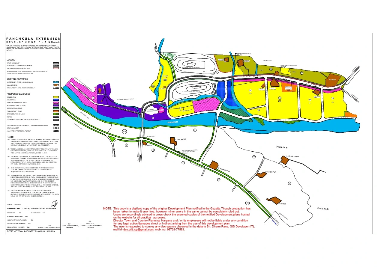 Revised Panchkula Extension Development Plan PDF Map