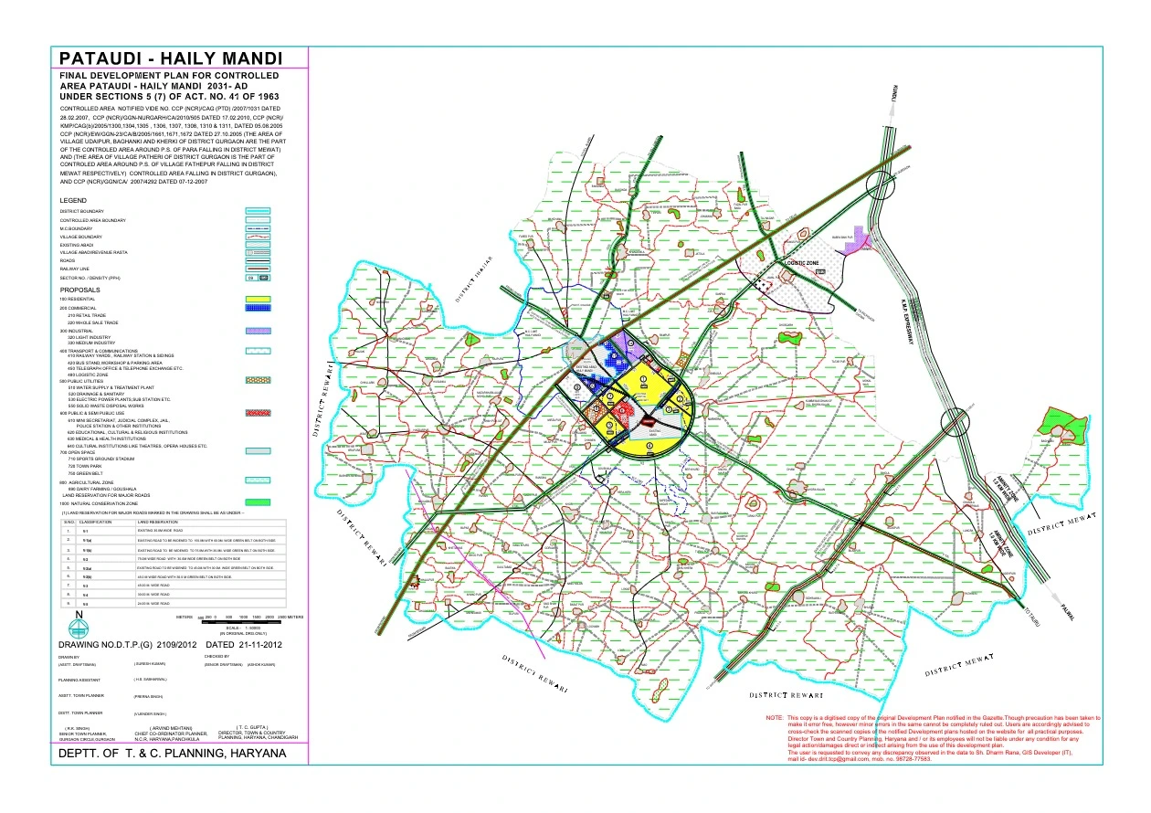 Pataudi Haily Mandi Master Plan PDF Map - Final Development Plan 2031