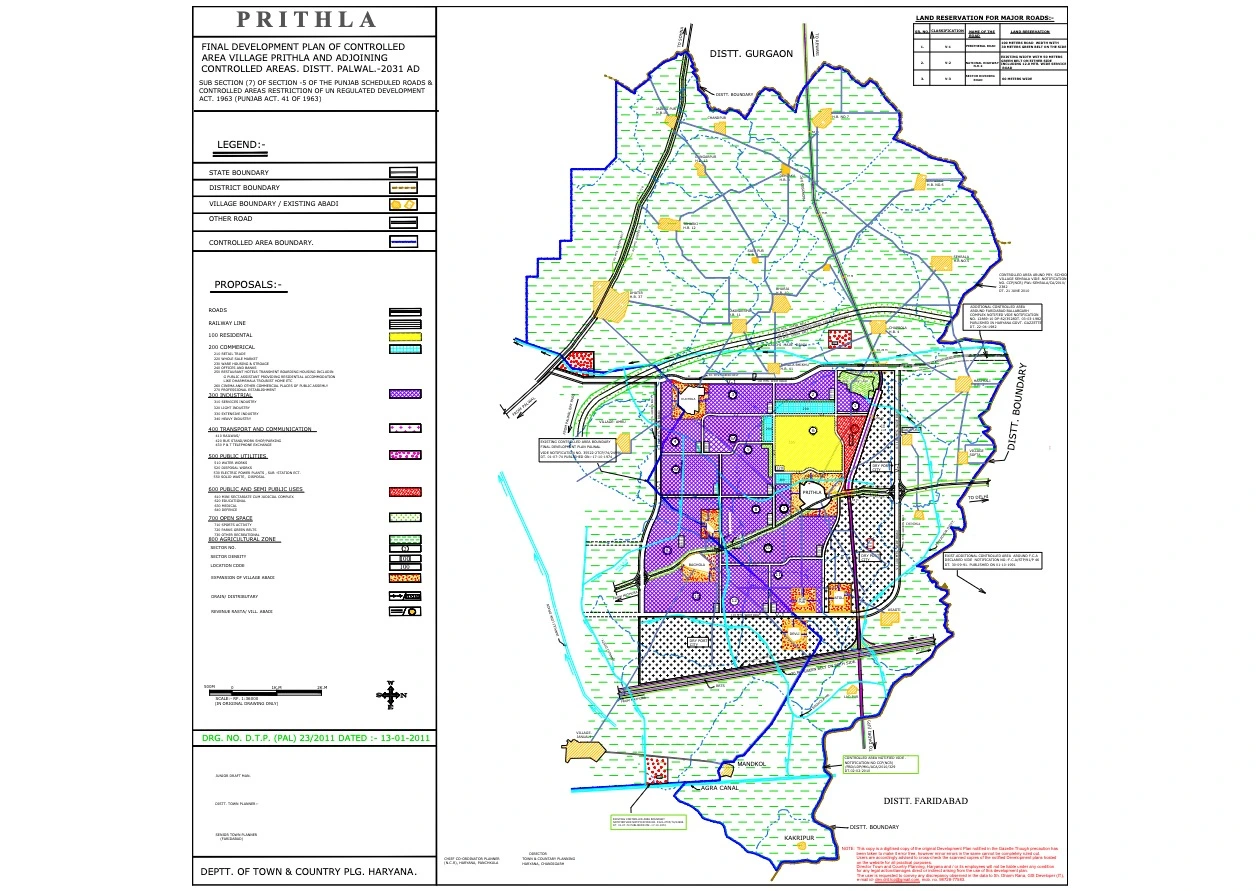 Prithla Final Master Plan 2031 - Controlled Area, District Palwal PDF Map