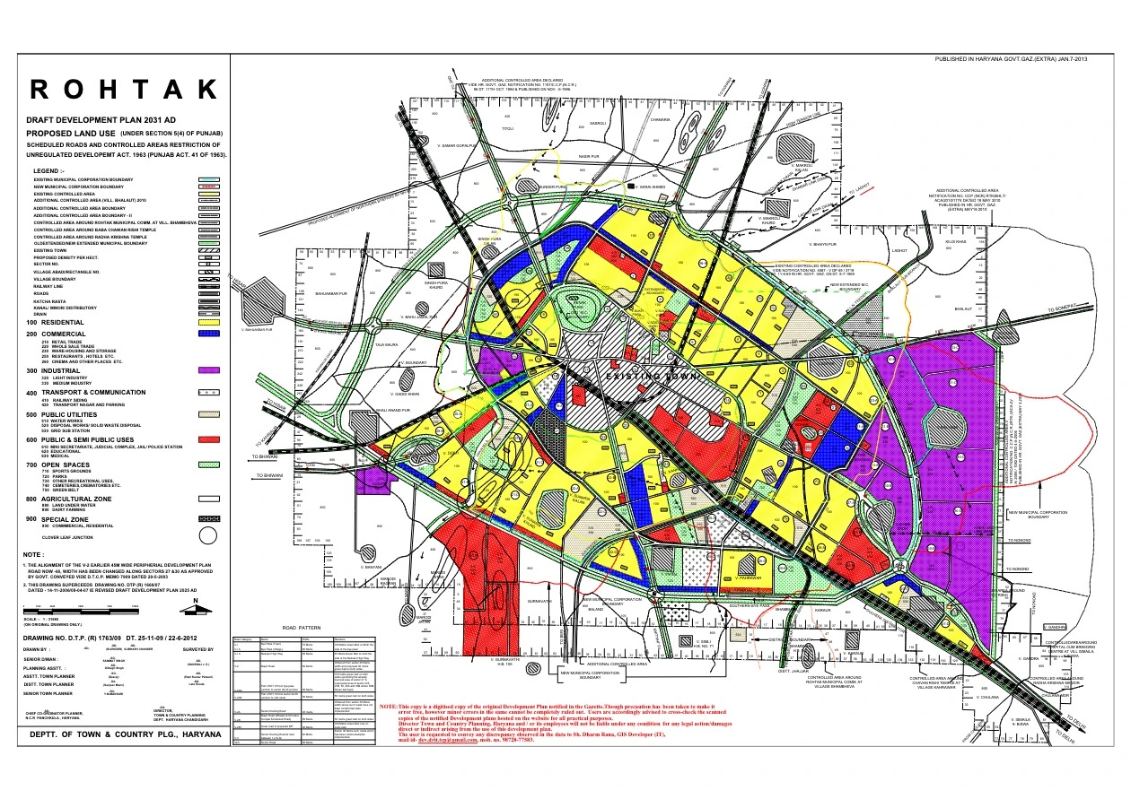 Rohtak Draft Master Development Plan 2031 PDF Map