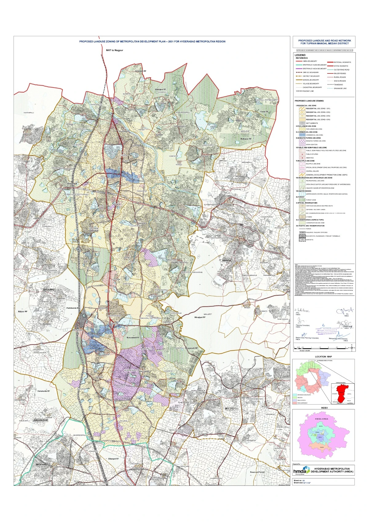 Tupran Master Plan 2031 - Proposed Land Use & Road Network Map PDF Medak