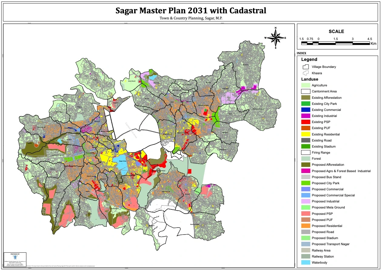 Sagar Master Plan 2031 Cadastral Land Use Map PDF (Madhya Pradesh)